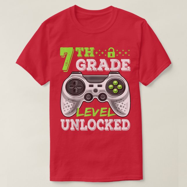 7th Grade Level Unlocked Video Game Back to School T-Shirt (Design Front)