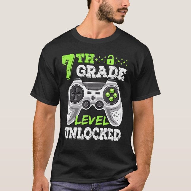 7th Grade Level Unlocked Video Game Back To School T-Shirt (Front)