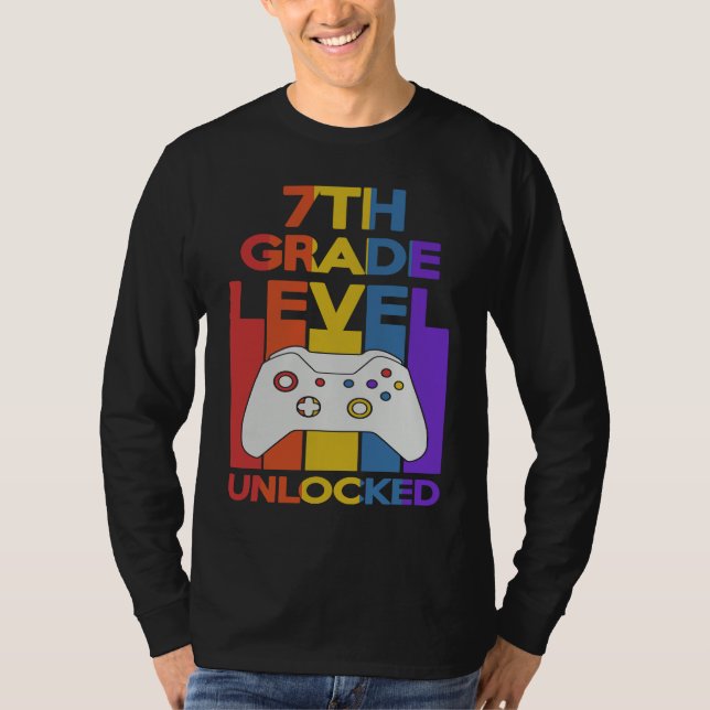 7th Grade Level Unlocked Video Gamer Back to Schoo T-Shirt (Front)