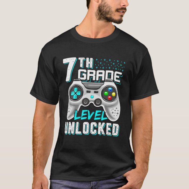 7Th Grade Level Unlocked Video Gamer For Boy Girl T-Shirt (Front)