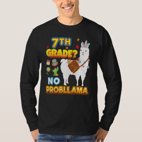 7th Grade No Probllama Back To School Llama Proble T_Shirt