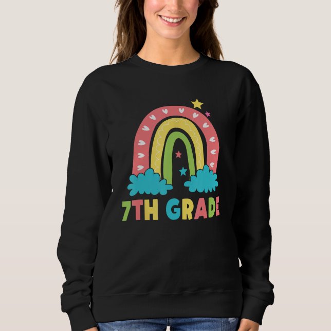 7th Grade Rainbow Girl Boys Teacher Hello 7th Grad Sweatshirt (Front)