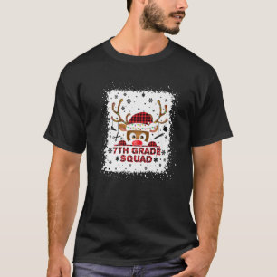 7Th Grade Squad Teacher Christmas Reindeer Red Buf T-Shirt