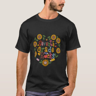 7th grade teacher heart sunflower Seventh Grade Ro T-Shirt