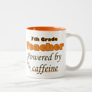 7th Grade Teacher Powered by caffeine Two-Tone Coffee Mug
