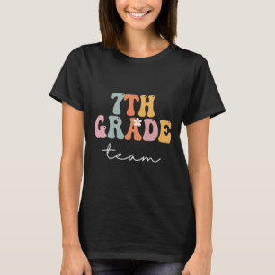 7th Grade Team Retro Groovy Women Happy First Day T-Shirt