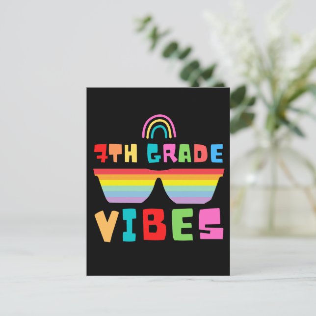 7th Grade Vibes Back To School Teacher & Student Holiday Postcard (Standing Front)