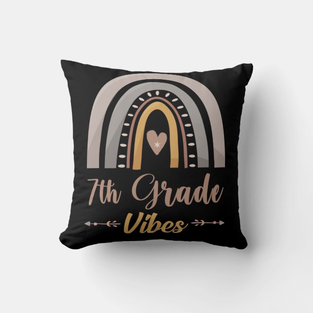 7th Grade Vibes Seventh Grade Back to School Throw Pillow (Front)