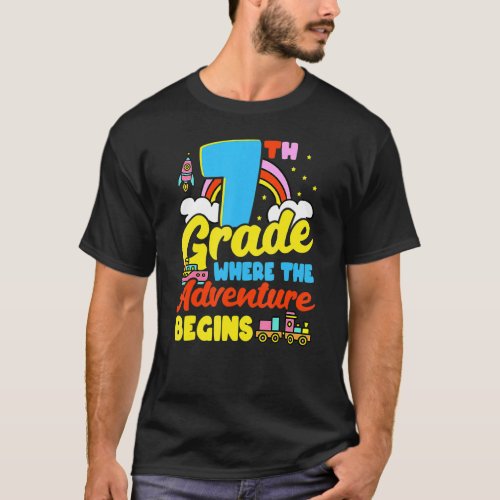 7th Grade Where The Adventure Begins Back To Schoo T_Shirt