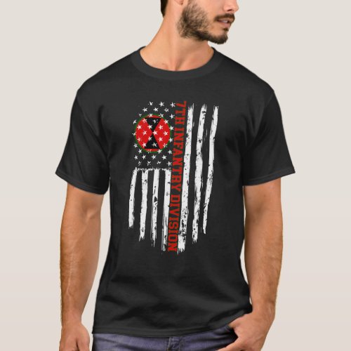 7th Infantry Division American Flag T_Shirt