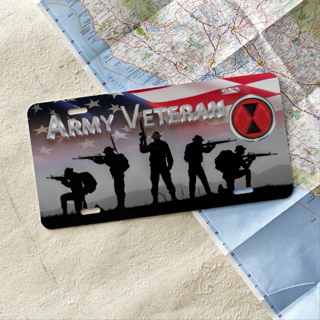 7th Infantry Division Army Veteran License Plate (In Situ)