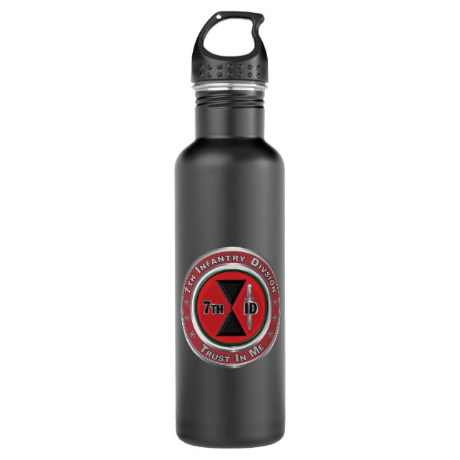 7th Infantry Division “Bayonet Division” Custom Stainless Steel Water Bottle (Front)