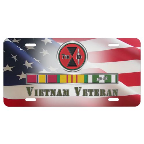 7th Infantry Division Vietnam Veteran  License Plate