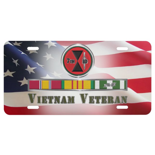 7th Infantry Division Vietnam Veteran  License Plate (Front)