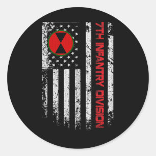 7th Infantry Division Vintage Usa Flag Military Ve Classic Round Sticker