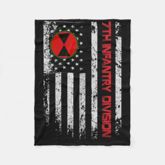 7th Infantry Division Vintage Usa Flag Military Ve Fleece Blanket