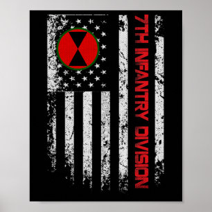 7th Infantry Division Vintage Usa Flag Military Ve Poster