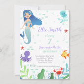 7th Mermaid Birthday Invitations (Front)
