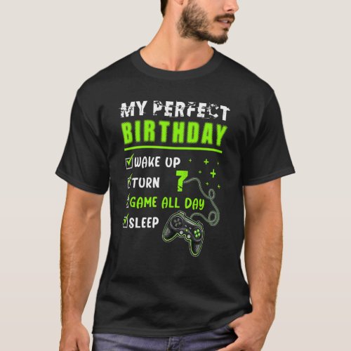 7th Perfect Birthday Boys Gaming 7 Years Old   Gam T_Shirt
