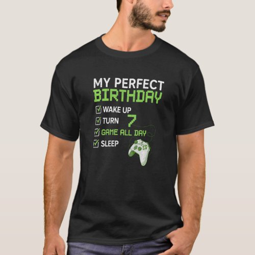 7th Perfect Birthday Boys Gaming 7 Years Old  Game T_Shirt