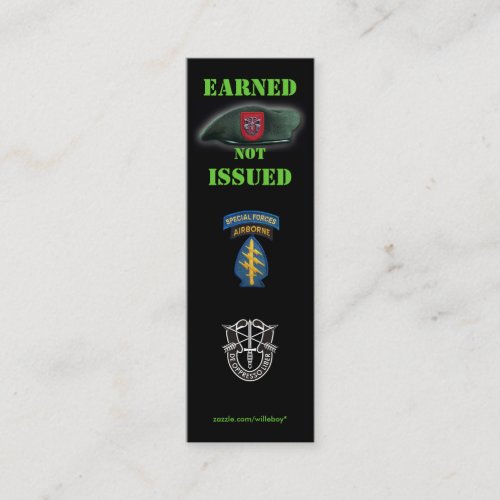 7th special forces green berets group bookmarker mini business card