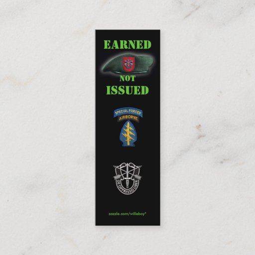 Customizable 7th special forces green berets group bookmarker business cards
