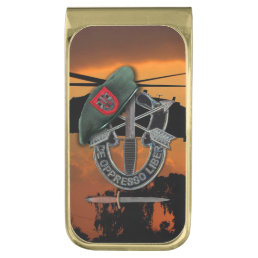 7th Special forces Green Berets SF Eglin AFB Gold Finish Money Clip