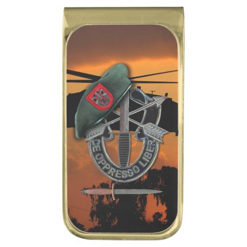 7th Special forces Green Berets SF Eglin AFB Gold Finish Money Clip