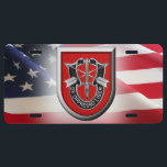 7th Special Forces Group (Airborne) American Flag License Plate<br><div class="desc">Display your pride in our Army's 7th Special Forces Group – Airborne - De Oppresso Liber! This exclusively designed Custom Car Flag makes a wonderful gift to any who are serving or have served in this legendary unit! Let all who see this Custom Car Flag know of your support and...</div>