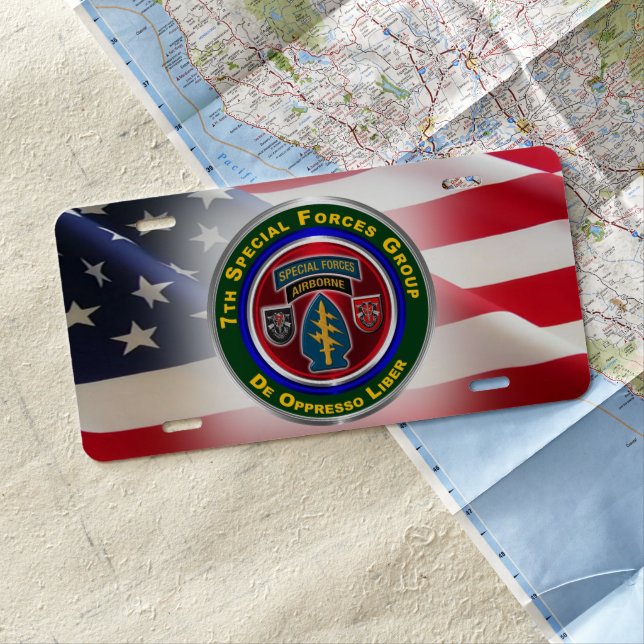 7th Special Forces Group Airborne  License Plate (In Situ)