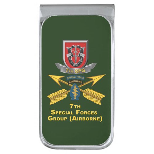 7th Special Forces Group Airborne   Silver Finish Money Clip