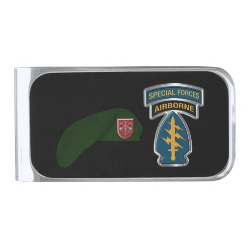 7th Special Forces Group Airborne    Silver Finish Money Clip