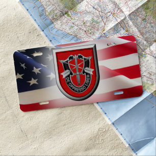 7th Special Forces Group (Airborne) with USA Flag License Plate