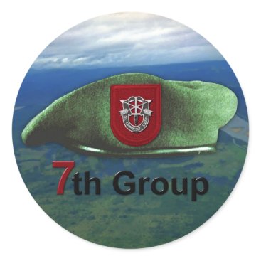 7th Special Forces Group Green Berets SFGA Vets Classic Round Sticker 7th Special Forces Group Green Berets SFGA Vets Classic Round Sticker