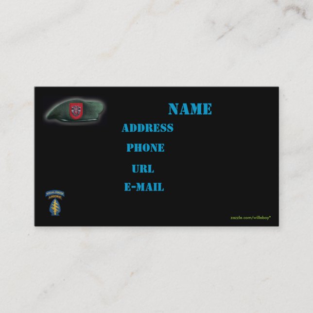 7th  special forces group patch business Card (Front)