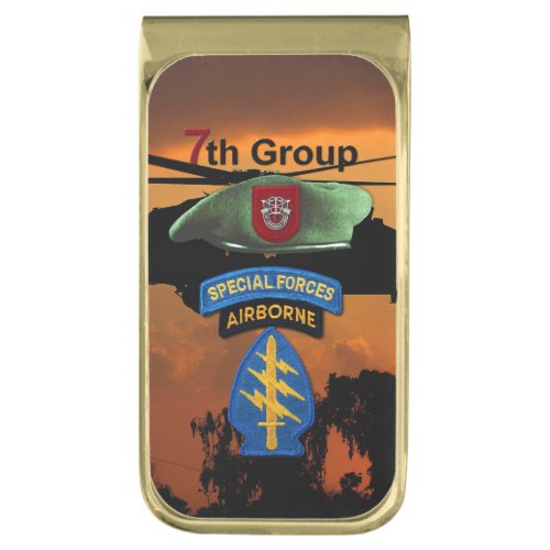 7th Special Forces Group SFG SF Veterans LRRP Gold Finish Money Clip