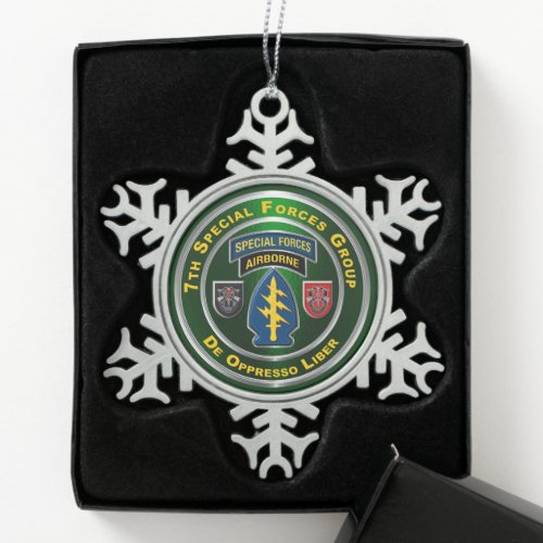 7th  Special Forces Group Snowflake Pewter Christmas Ornament