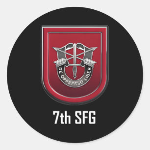 7Th Special Forces Sfg Beret Flash Unit Crest Classic Round Sticker