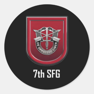 7Th Special Forces Sfg Beret Flash Unit Crest Classic Round Sticker