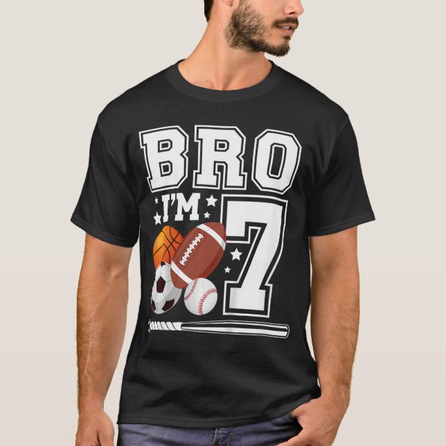 7th Sports Birthday Party 7 Year Old Boy Birthday  T-Shirt (Front)
