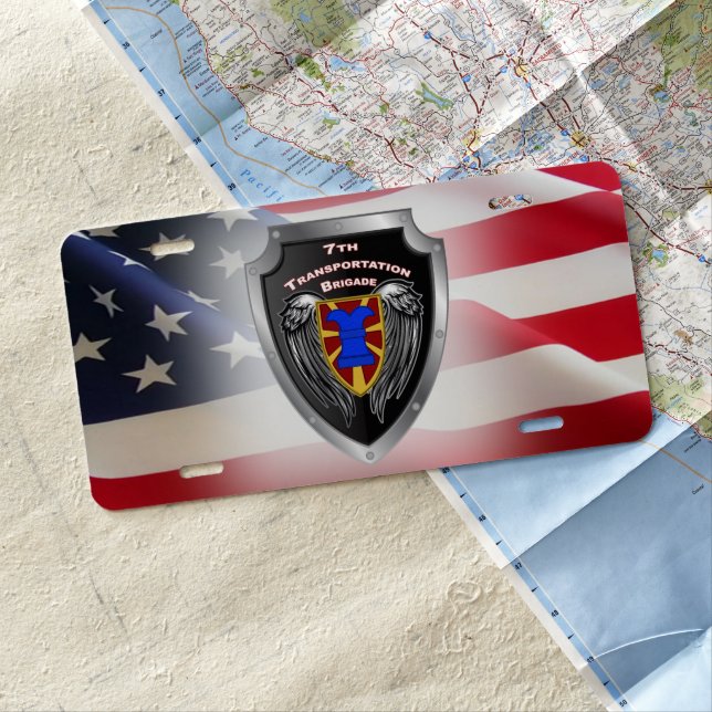 7th Transportation Brigade Expeditionary Shield License Plate (In Situ)