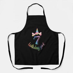 7th Unicorn Birthday girl t-shirt 7 years old part Apron