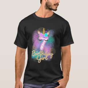 7th Unicorn Birthday girl t shirt seven years old