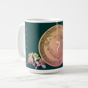 7th Wedding Anniversary Copper Fresia Coffee Mug