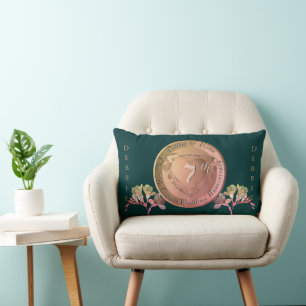 7th Wedding Anniversary Copper Fresia Lumbar Pillow