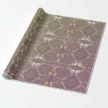7th Wedding Anniversary Coppery Roses Wrapping Paper<br><div class="desc">My original rose heart design in sweet aged copper on plum moss with your text for her on their 7th anniversary.</div>