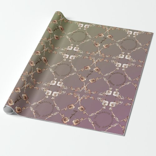 7th Wedding Anniversary Coppery Roses Wrapping Paper