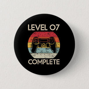 7th Wedding Anniversary Couples Husbynd Gamer Funn Button