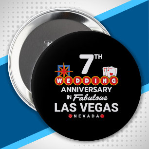 7th Wedding Anniversary Couples Las Vegas Trip Button