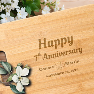 7th Wedding Anniversary Elegant Engraved Cutting Board